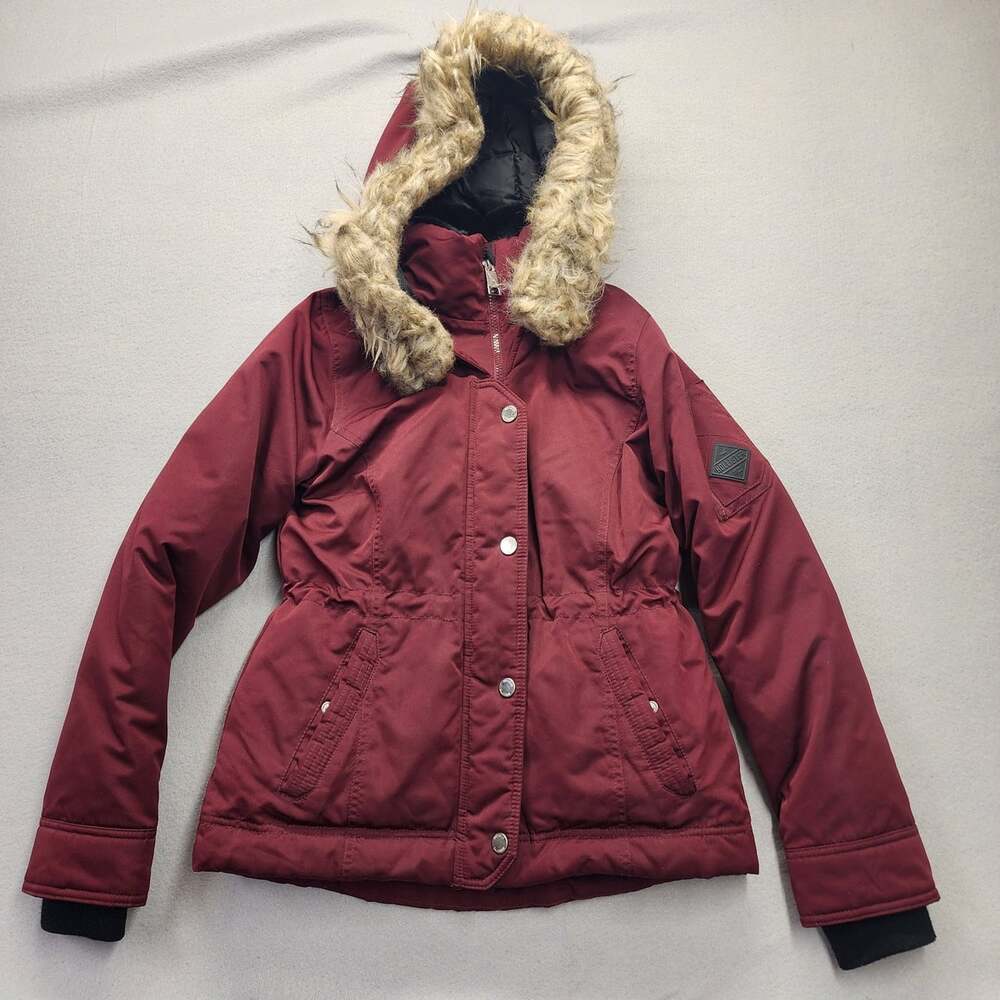 Hollister Ultimate Down Collection Hooded Parka Jacket Burgundy Size S